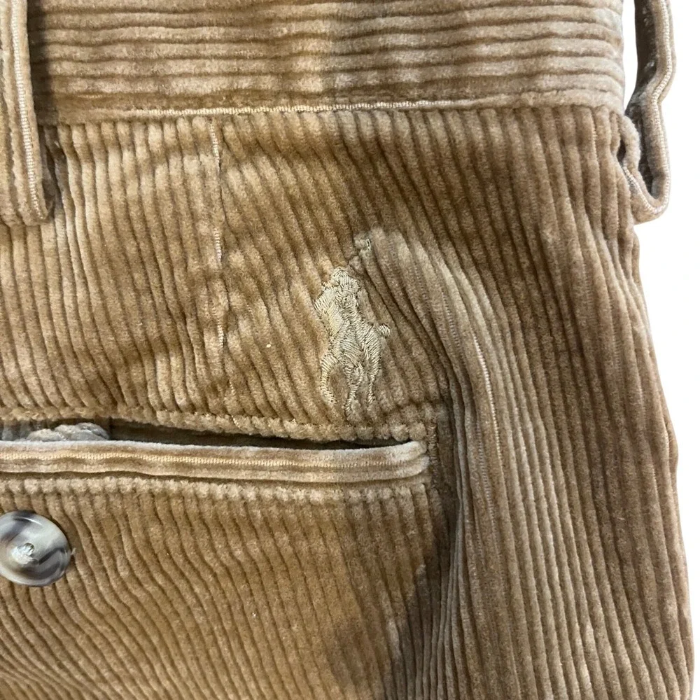 Polo Ralph Lauren Stretch Straight Fit Corduroy Pants Mens 36x30 Tan Brown